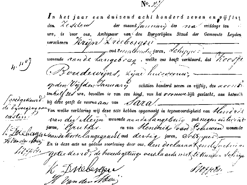 18570106 geb akte 27 Sara dv K Driebergen - K Boudewijns